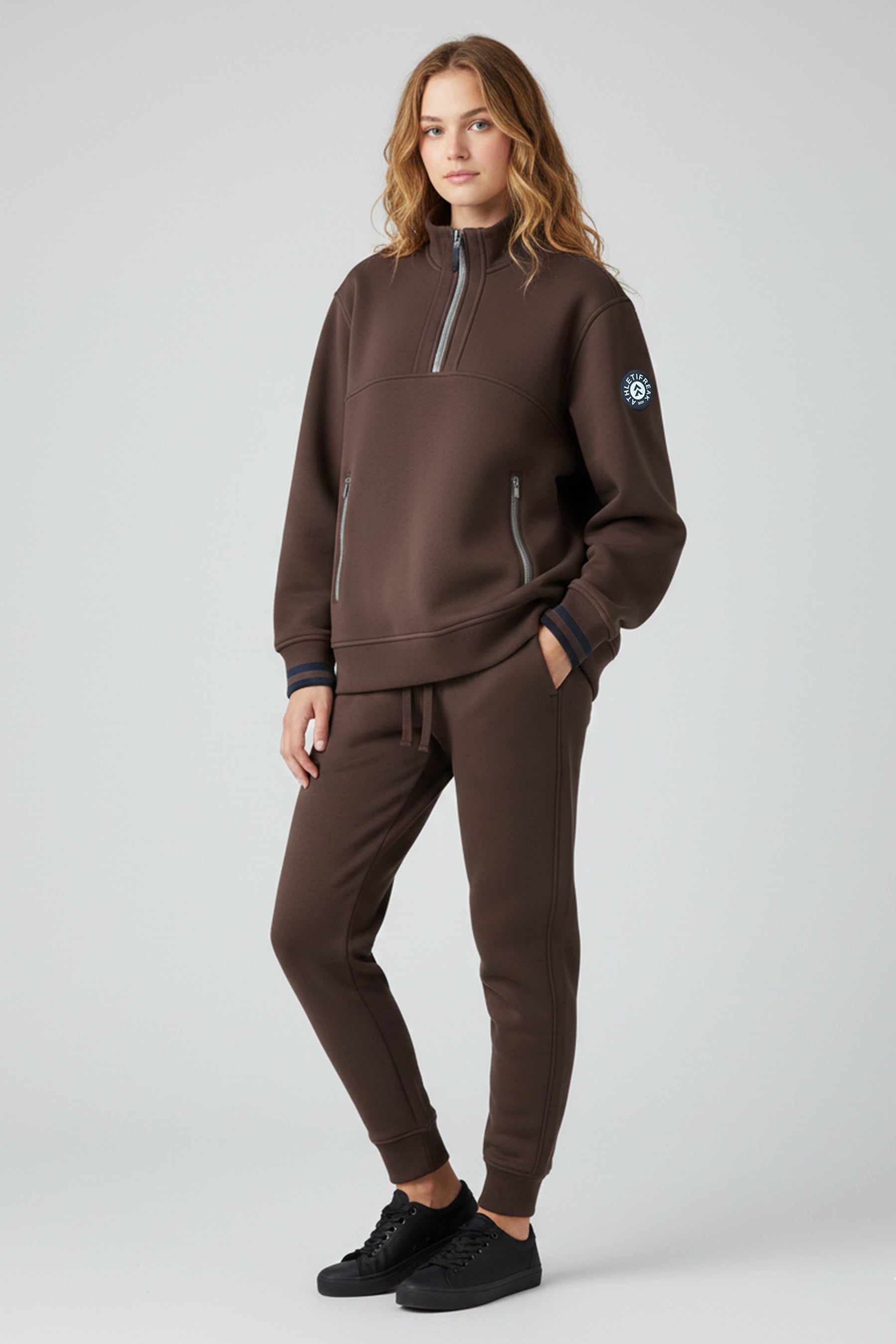 [ULTRALUX] 1/4 Zip Sweatshirt -  Espresso