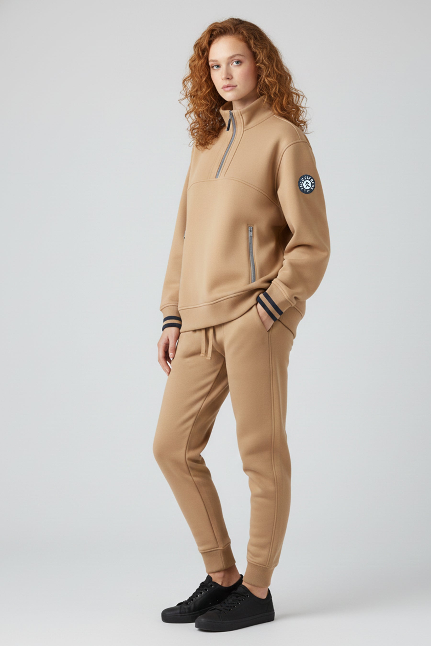 [ULTRALUX] 1/4 Zip Sweatshirt -  Latte