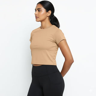 [ALWAYS ON] Crop Tee - Latte - Tee - Athletifreak | Athletic & Gym Wear, Athleisure