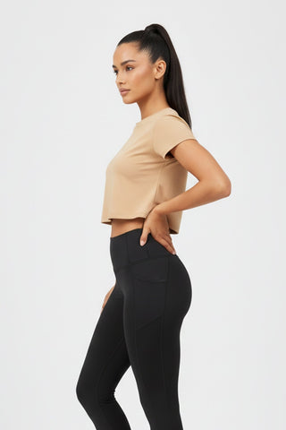 [ALWAYS ON] Crop Tee - Latte - Tee - Athletifreak | Athletic & Gym Wear, Athleisure