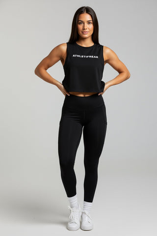 [ALWAYS ON] Powherful Crop Tank - Black / White - Tank - Athletifreak | Athletic & Gym Wear, Athleisure