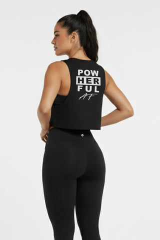 [ALWAYS ON] Powherful Crop Tank - Black / White - Tank - Athletifreak | Athletic & Gym Wear, Athleisure
