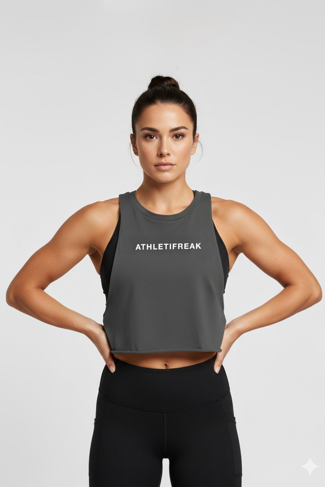 [ALWAYS ON] Powherful Crop Tank - Charcoal / White - Tank - Athletifreak | Athletic & Gym Wear, Athleisure