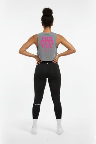 [ALWAYS ON] Powherful Crop Tank - Heather Grey / Pink - Tank - Athletifreak | Athletic & Gym Wear, Athleisure