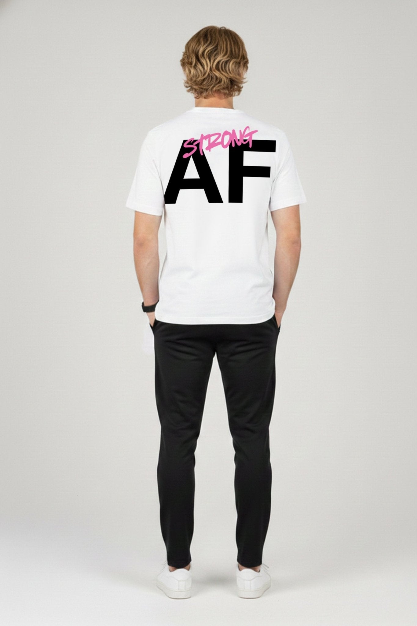 [ALWAYS ON] STRONG AF Tee - White / Neon Rose - Tee - Athletifreak | Athletic & Gym Wear, Athleisure