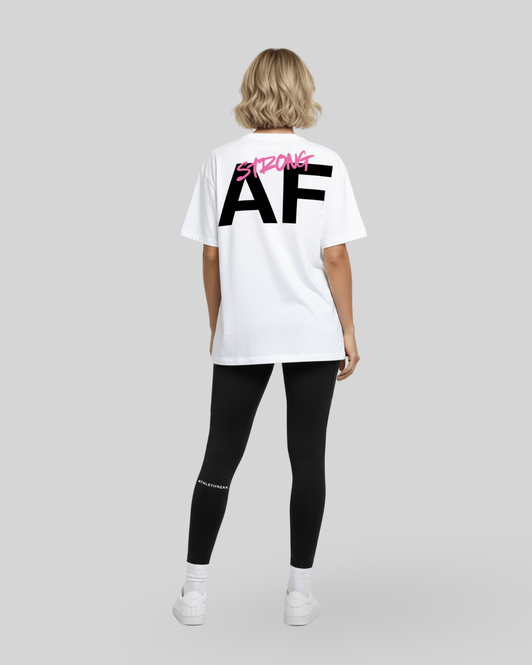 [ALWAYS ON] STRONG AF Tee - White / Neon Rose - Tee - Athletifreak | Athletic & Gym Wear, Athleisure