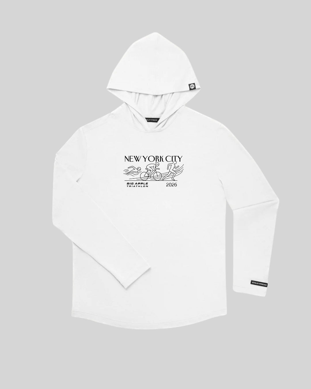 Big Apple Triathlon | [HYBRID] Tech Hoodie - White - Hoodie - Athletifreak | Athletic & Gym Wear, Athleisure