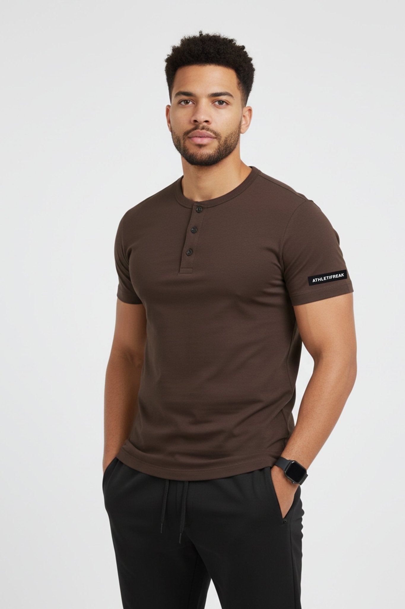 [HYBRID] Henley Cruise - Espresso - Tee - Athletifreak | Athletic & Gym Wear, Athleisure