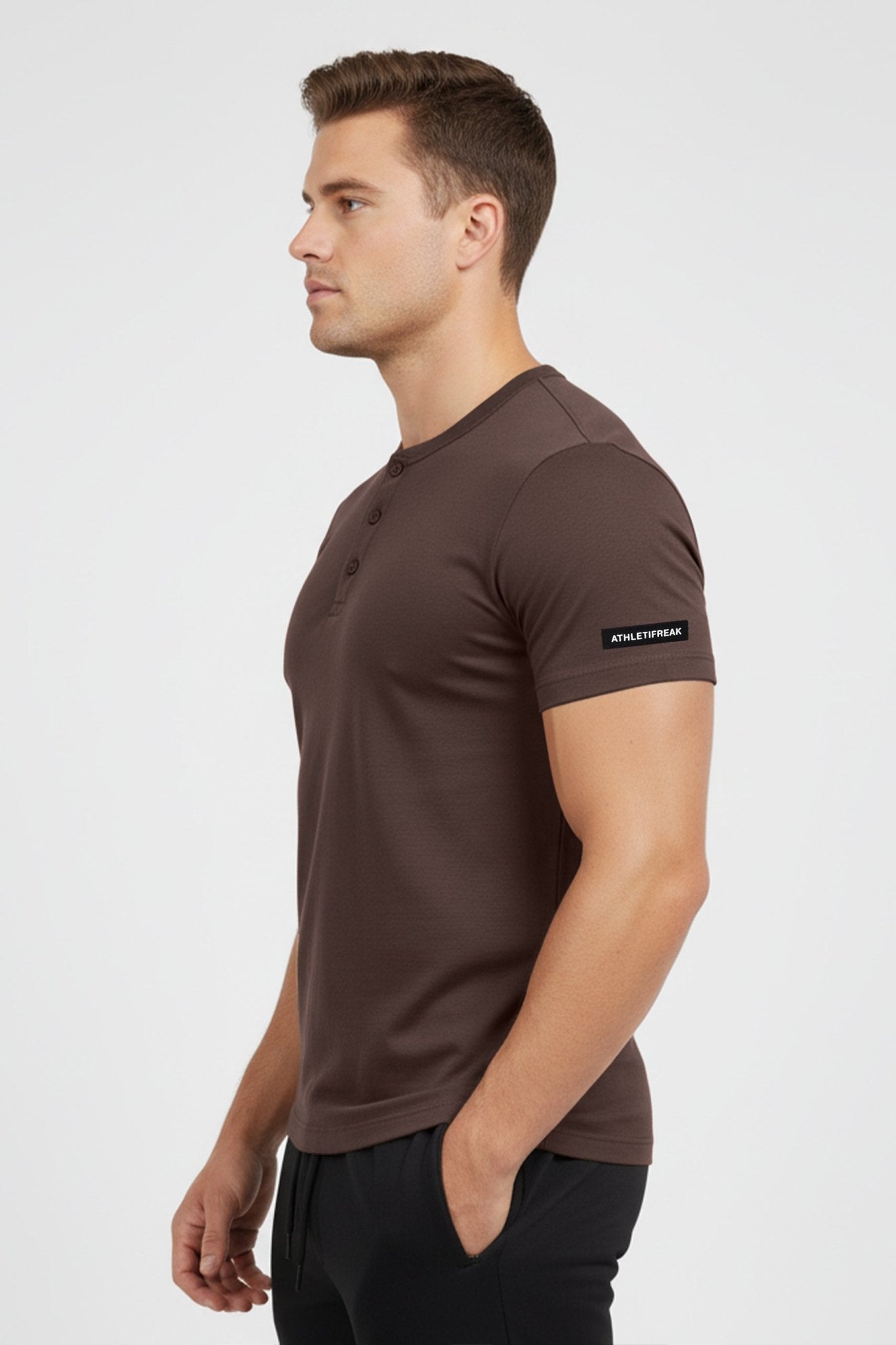 [HYBRID] Henley Cruise - Espresso - Tee - Athletifreak | Athletic & Gym Wear, Athleisure