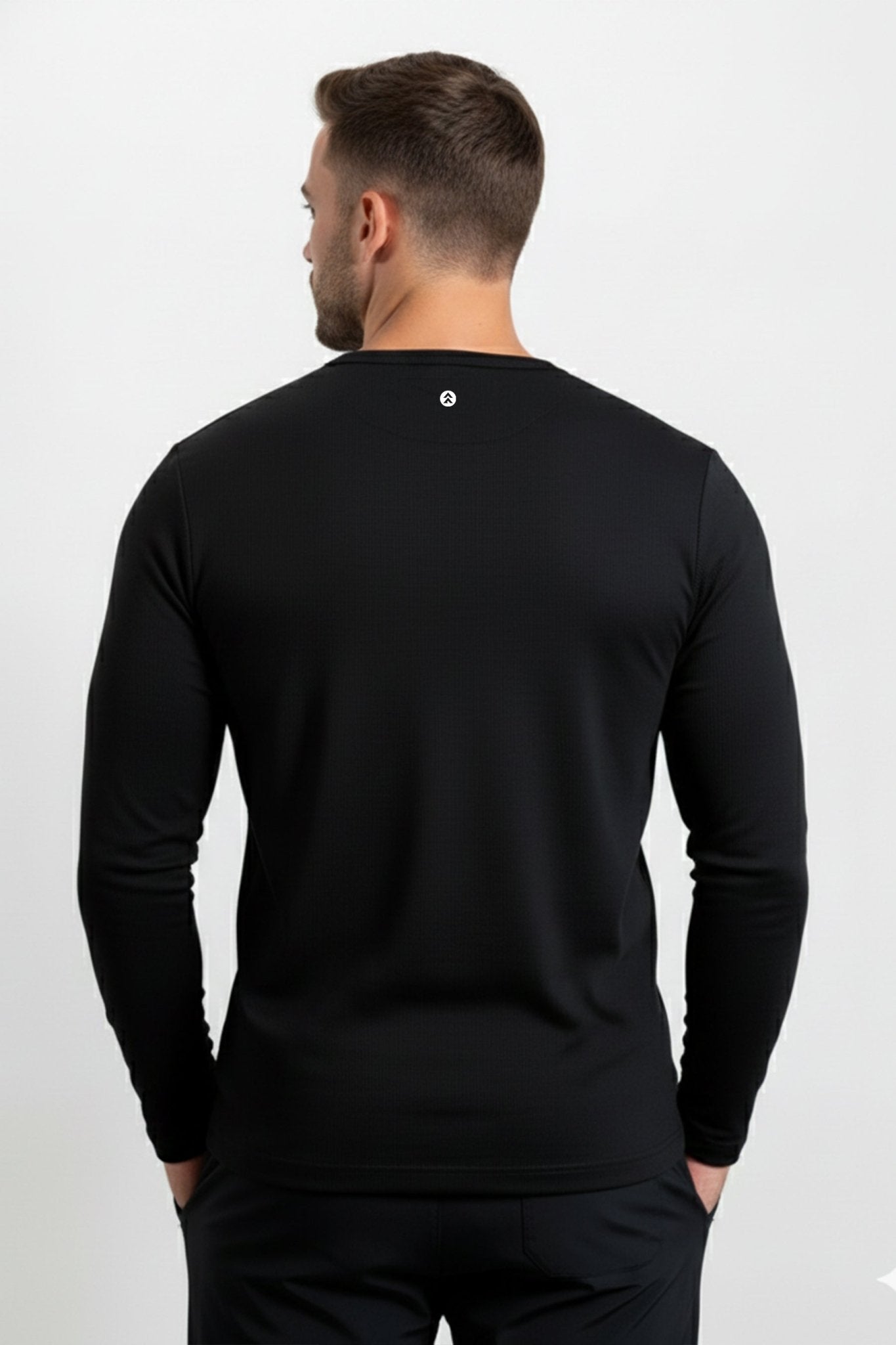 [HYBRID] Henley Long Sleeve - Black - Tee - Athletifreak | Athletic & Gym Wear, Athleisure