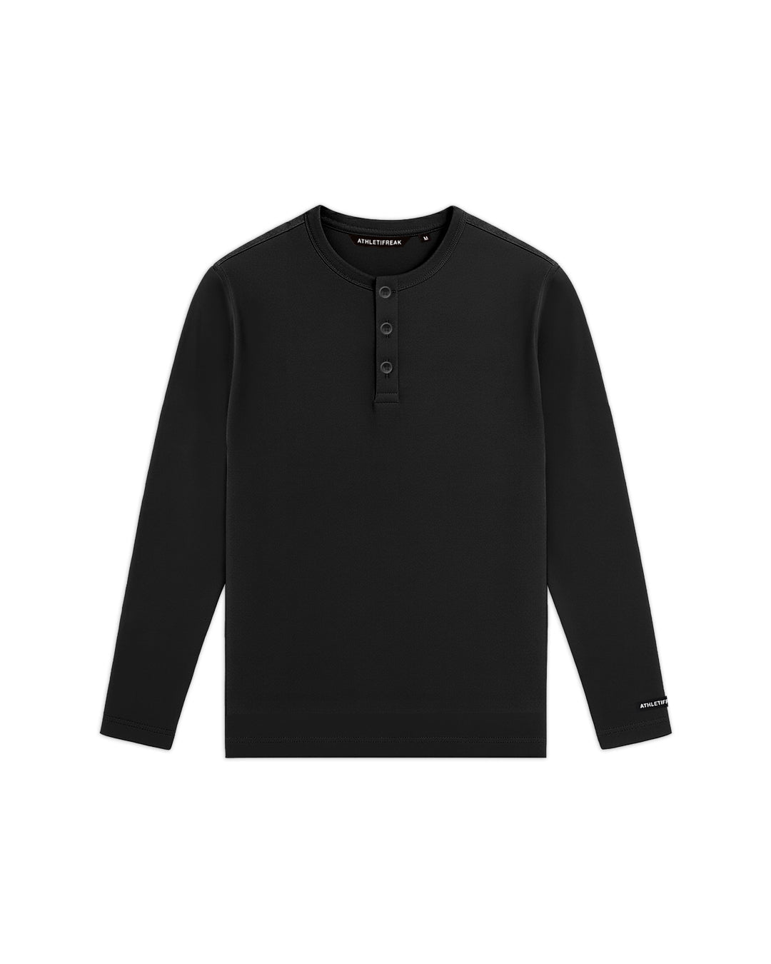 [HYBRID] Henley Long Sleeve - Black - Tee - Athletifreak | Athletic & Gym Wear, Athleisure