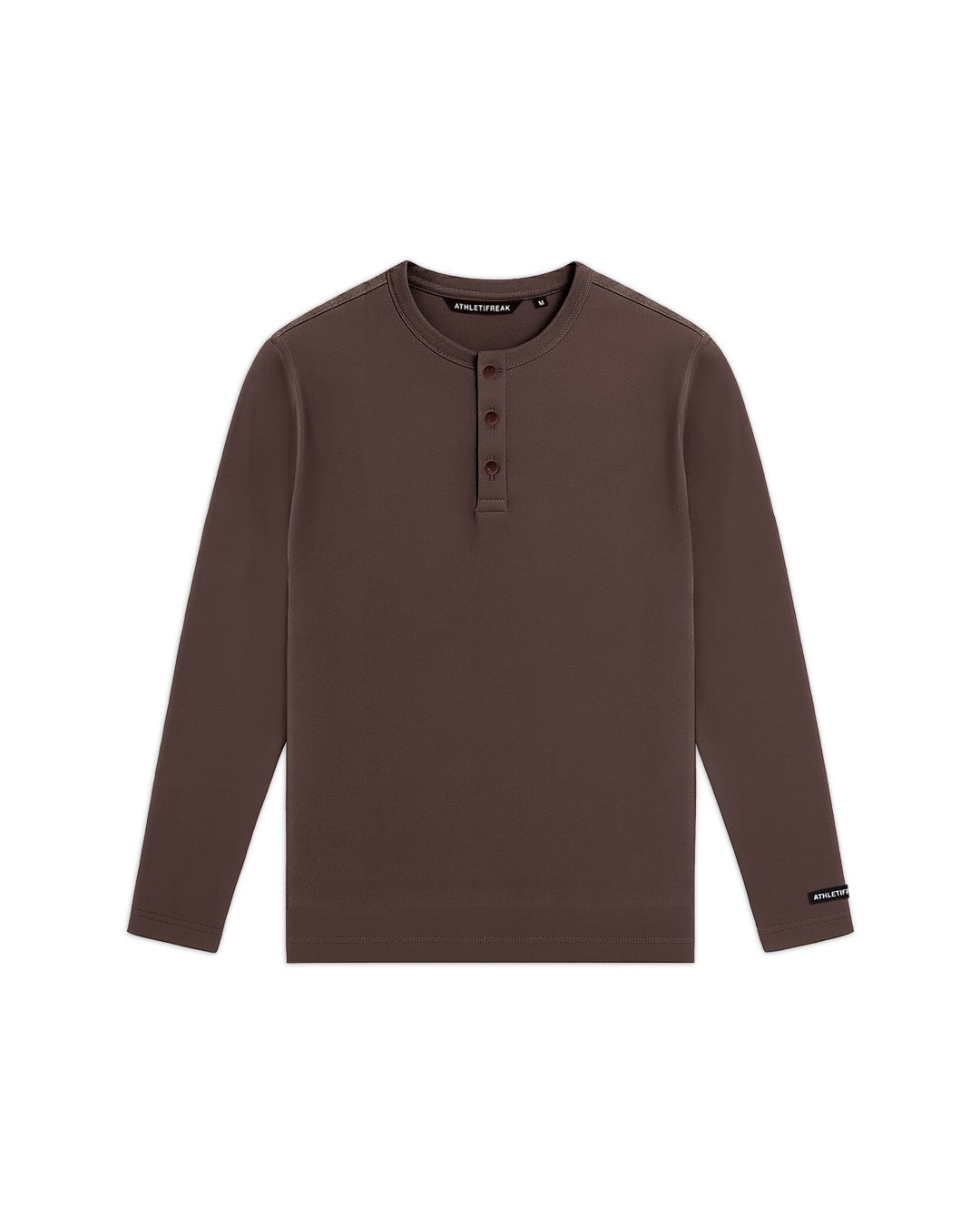 [HYBRID] Henley Long Sleeve - Espresso - Tee - Athletifreak | Athletic & Gym Wear, Athleisure