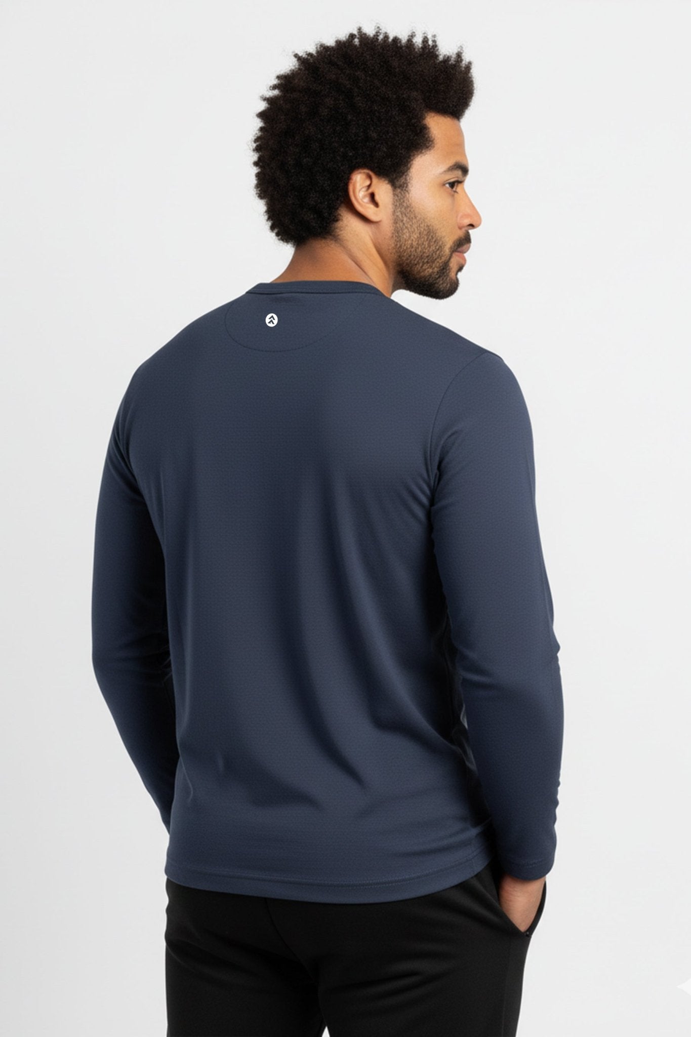 [HYBRID] Henley Long Sleeve - Navy - Tee - Athletifreak | Athletic & Gym Wear, Athleisure