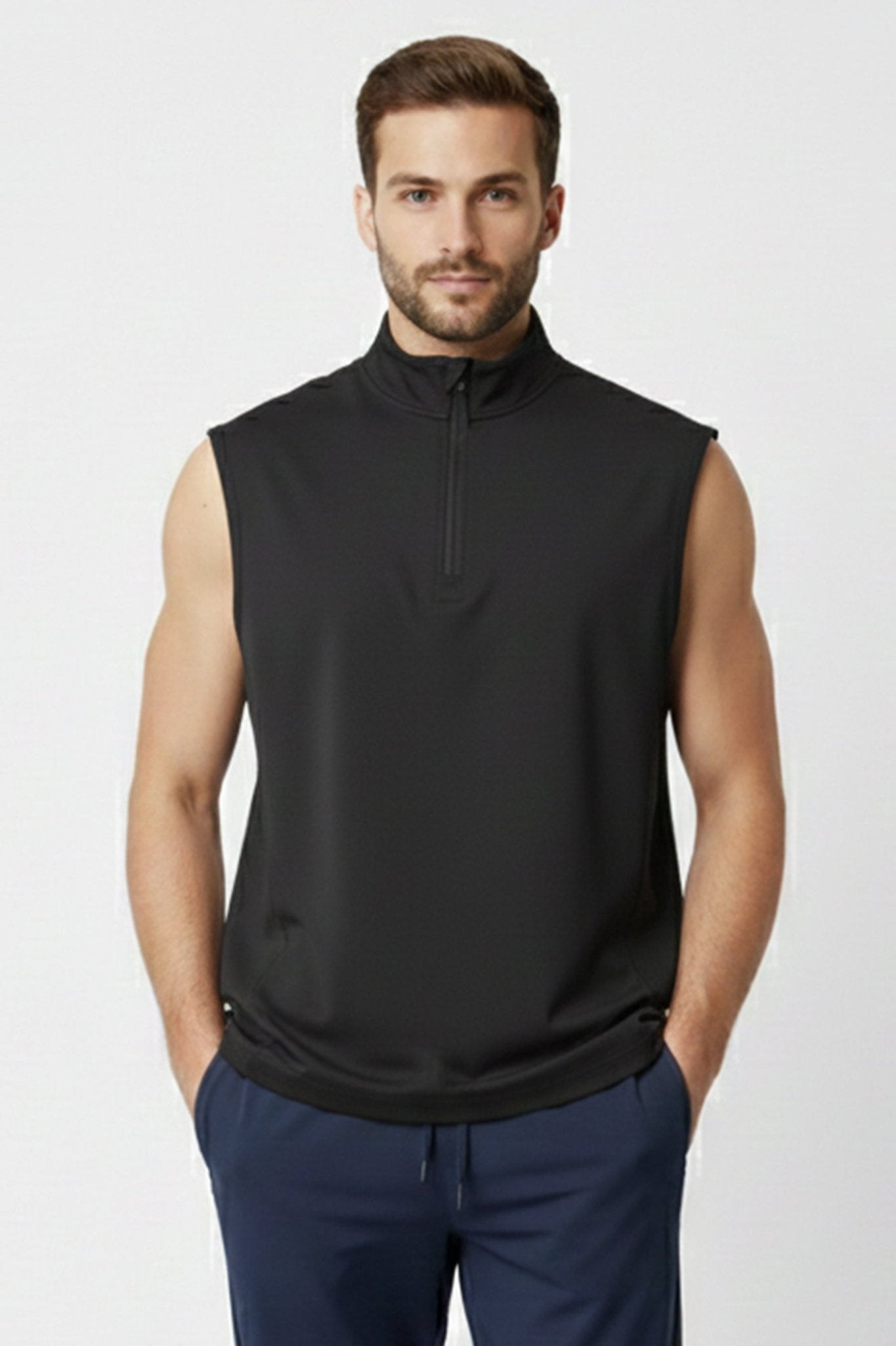 [INFINITECH] Training 1/4 Zip Vest - Black - Quarter Zip - Athletifreak | Athletic & Gym Wear, Athleisure