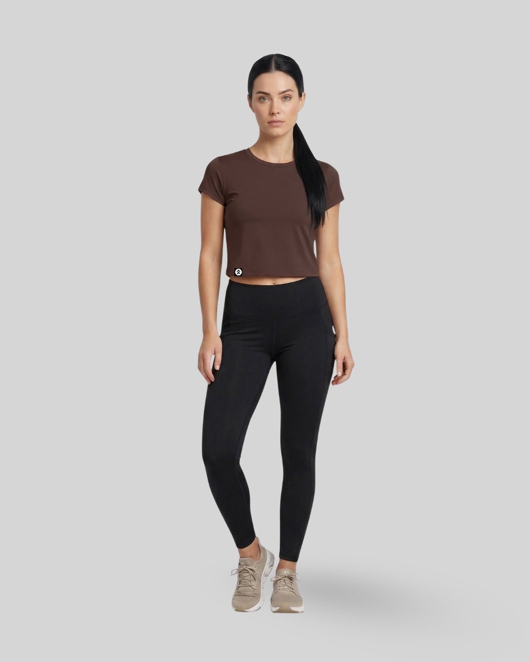 [INFINITECH] Training Crop Tee - Espresso - Tee - Athletifreak | Athletic & Gym Wear, Athleisure