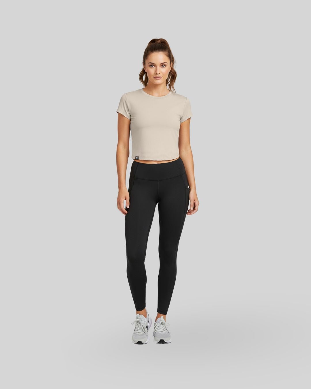 [INFINITECH] Training Crop Tee - Stone - Tee - Athletifreak | Athletic & Gym Wear, Athleisure