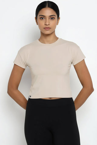 [INFINITECH] Training Crop Tee - Stone - Tee - Athletifreak | Athletic & Gym Wear, Athleisure