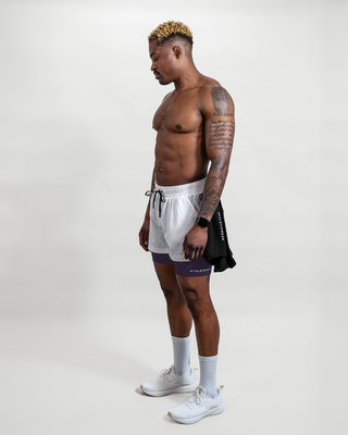 [CORE] Training Shorts 4" - White/Merlot