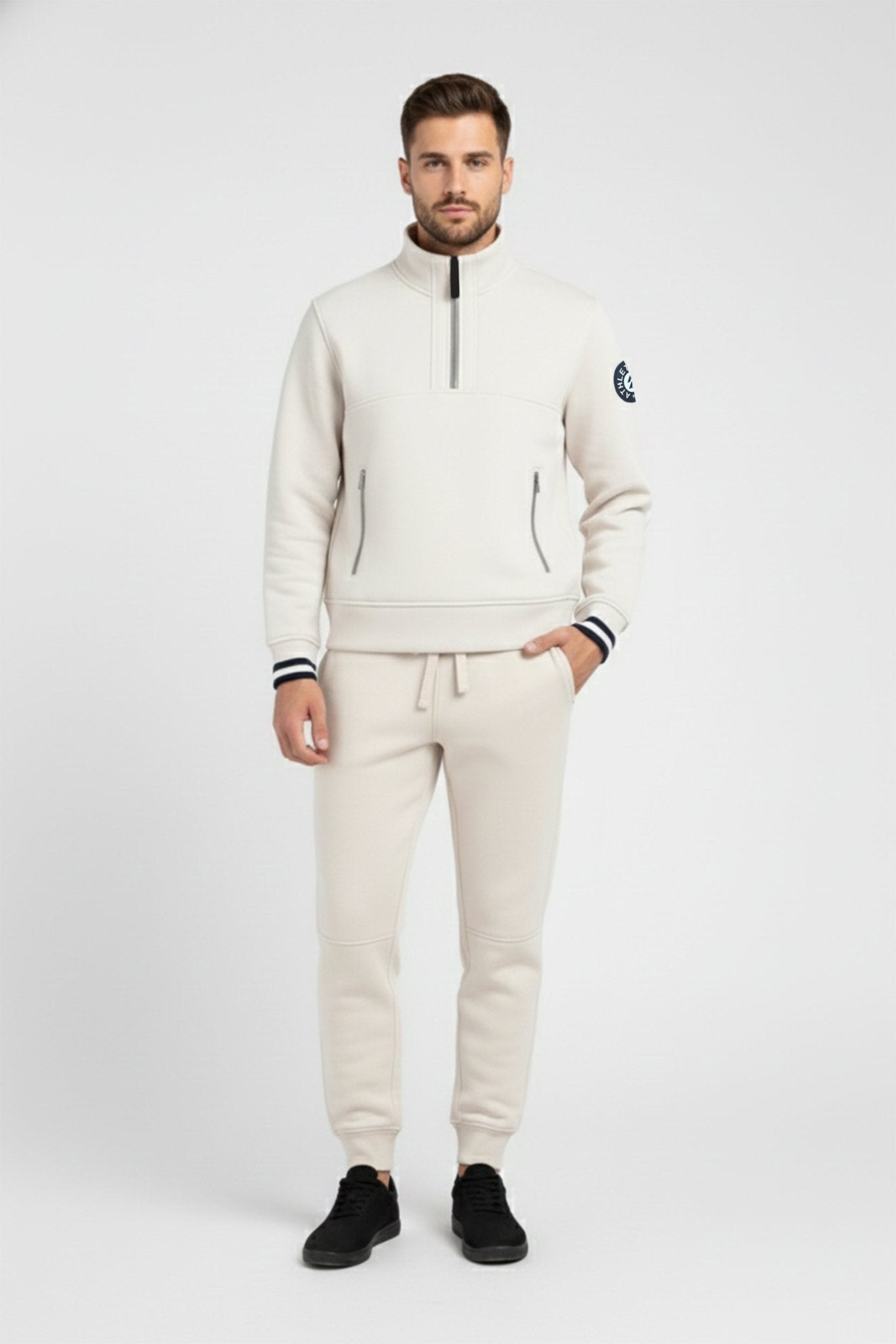 [ULTRALUX] 1/4 Zip Sweatshirt - Ivory - Jacket - Athletifreak | Athletic & Gym Wear, Athleisure