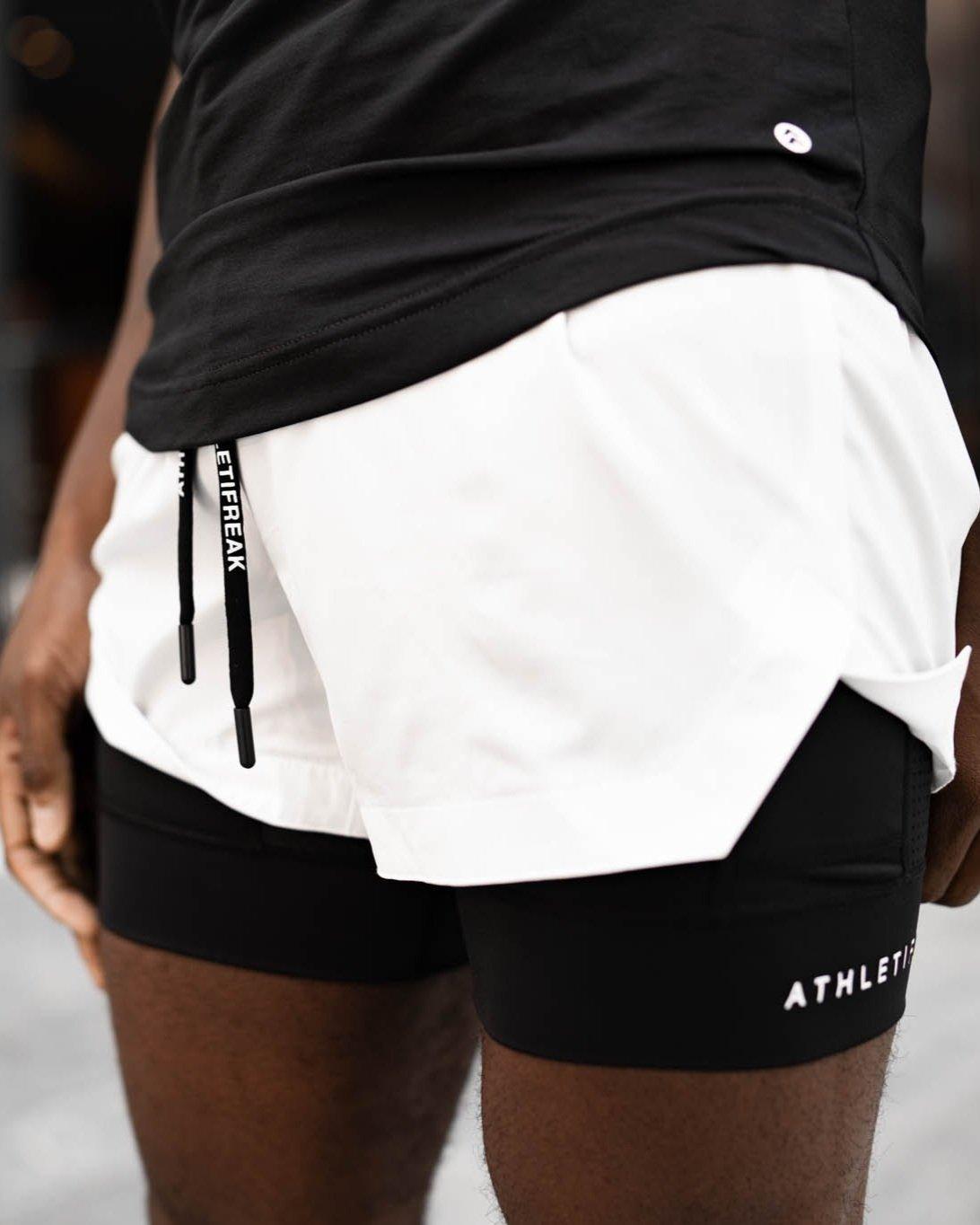 [CORE] Training Shorts 4" - White/Black - Shorts - Athletifreak | Athletic & Gym Wear, Athleisure